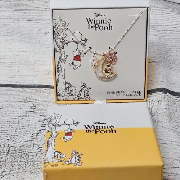 NEW Disney Winnie the Pooh 16”+ 2”Fine Silver Plated Necklace - Picture 2 of 4
